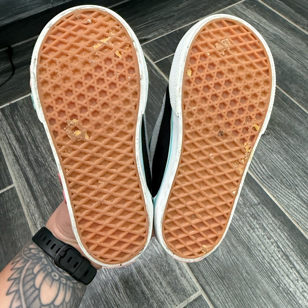 Vans Flower Black and Teal Toddler Sneakers - Picture 7 of 9